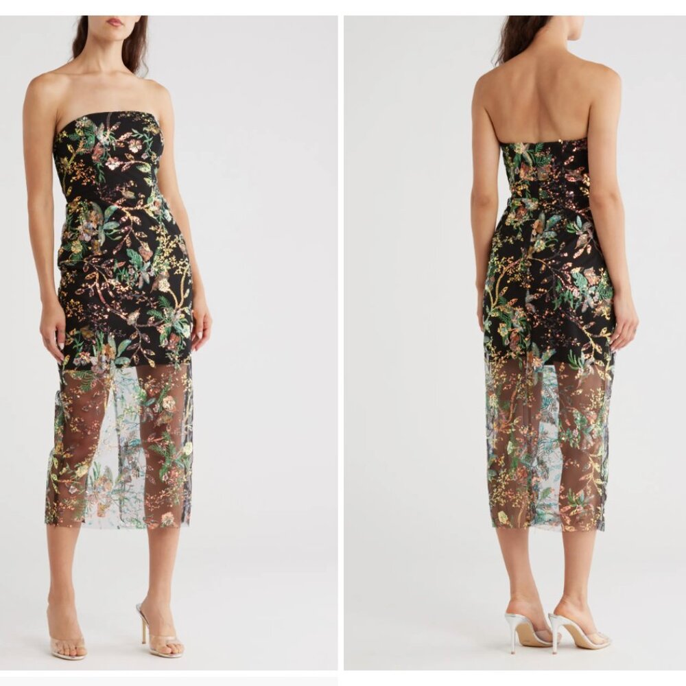 Sam Eedelman Sequence Strapless Column Cocktail Dress, sz 12